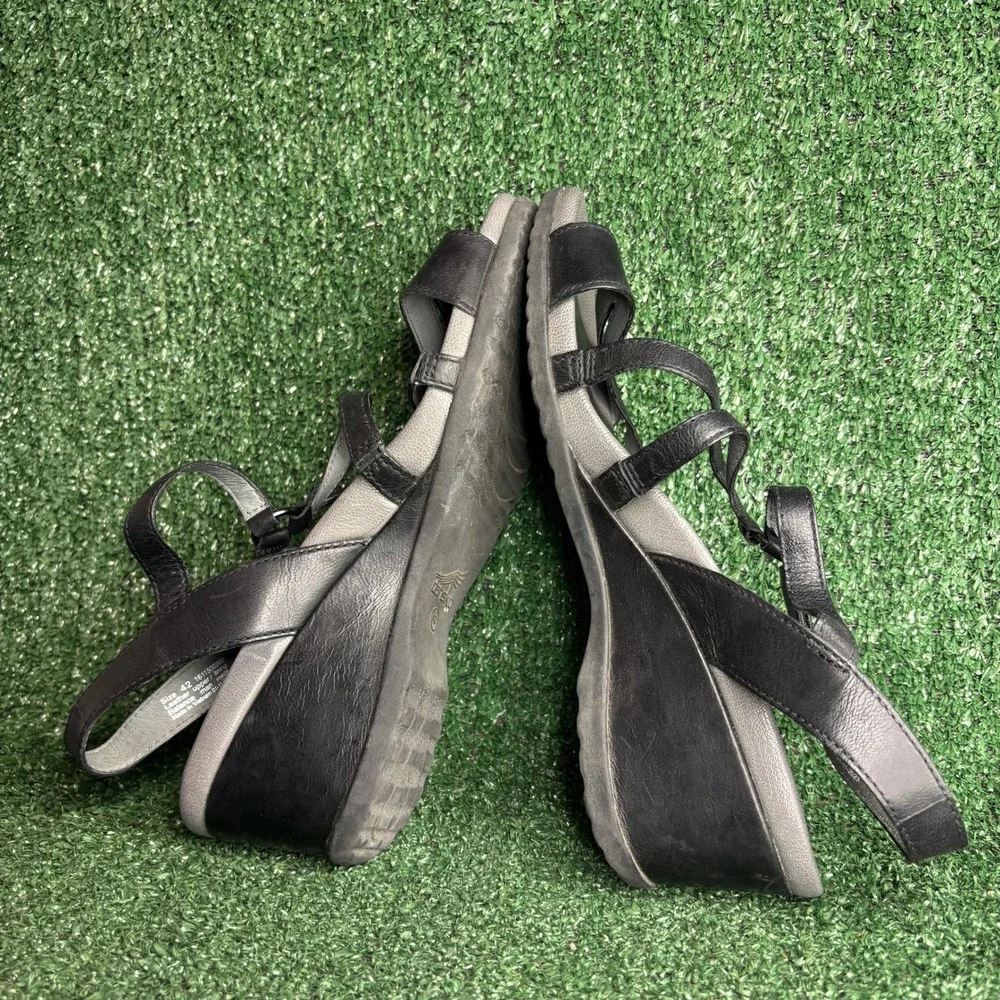 Dansko Addyson Strappy Leather Comfort Wedge Sandal Black‎ Womens Size 11.5-12